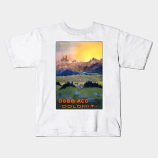 Vintage Travel Poster Dobbiaco Italy Dolomiti Kids T-Shirt